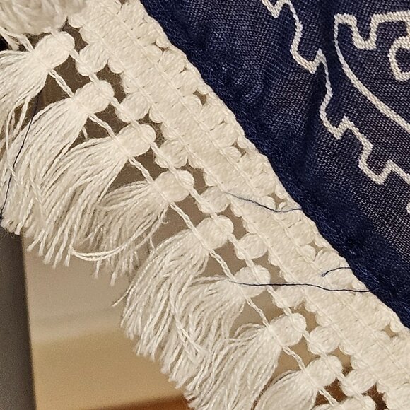 Woman's Woven Heart kimono boho medallion print fringe accent blue cover up S1 - Picture 6 of 11